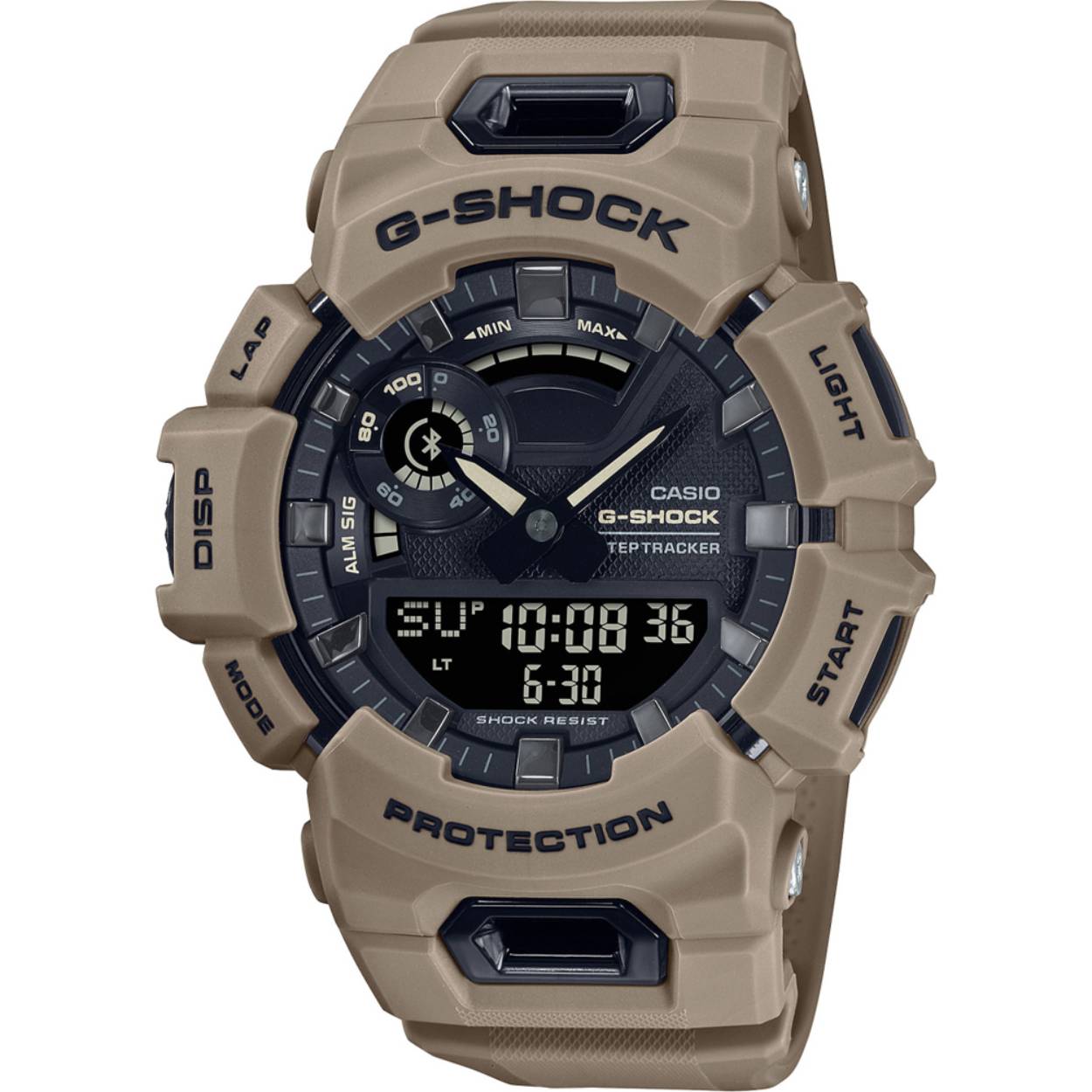 Dit G-Shock horloge heeft een kunststof kast met een diameter van 48.9 mm en is voorzien van een Kunststof band. In de kast bevindt zich een Casio kwaliteitsuurwerk en is afgewerkt met Mineraalglas.
