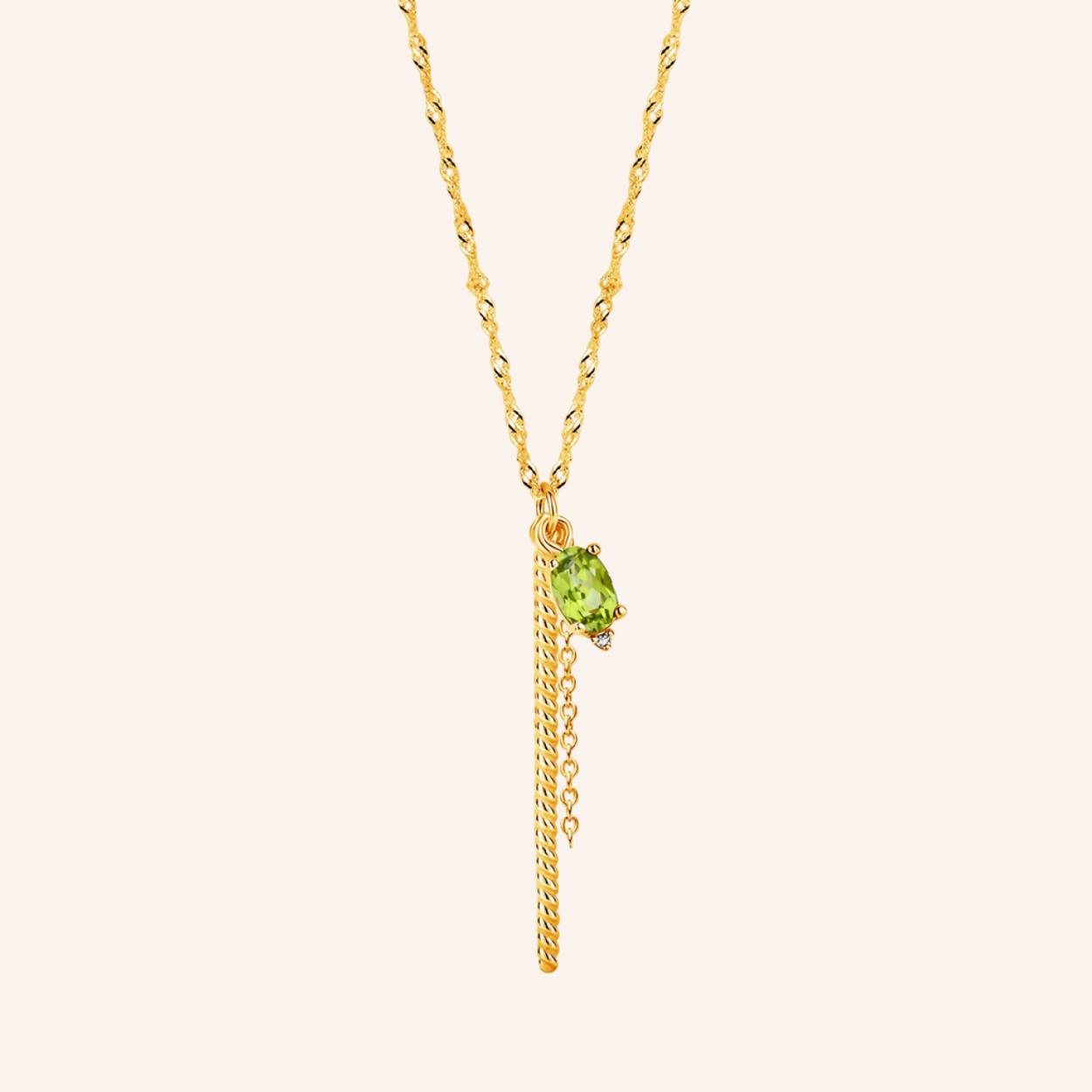 Ketting  gold plated zilver peridot 0.004ct brilj