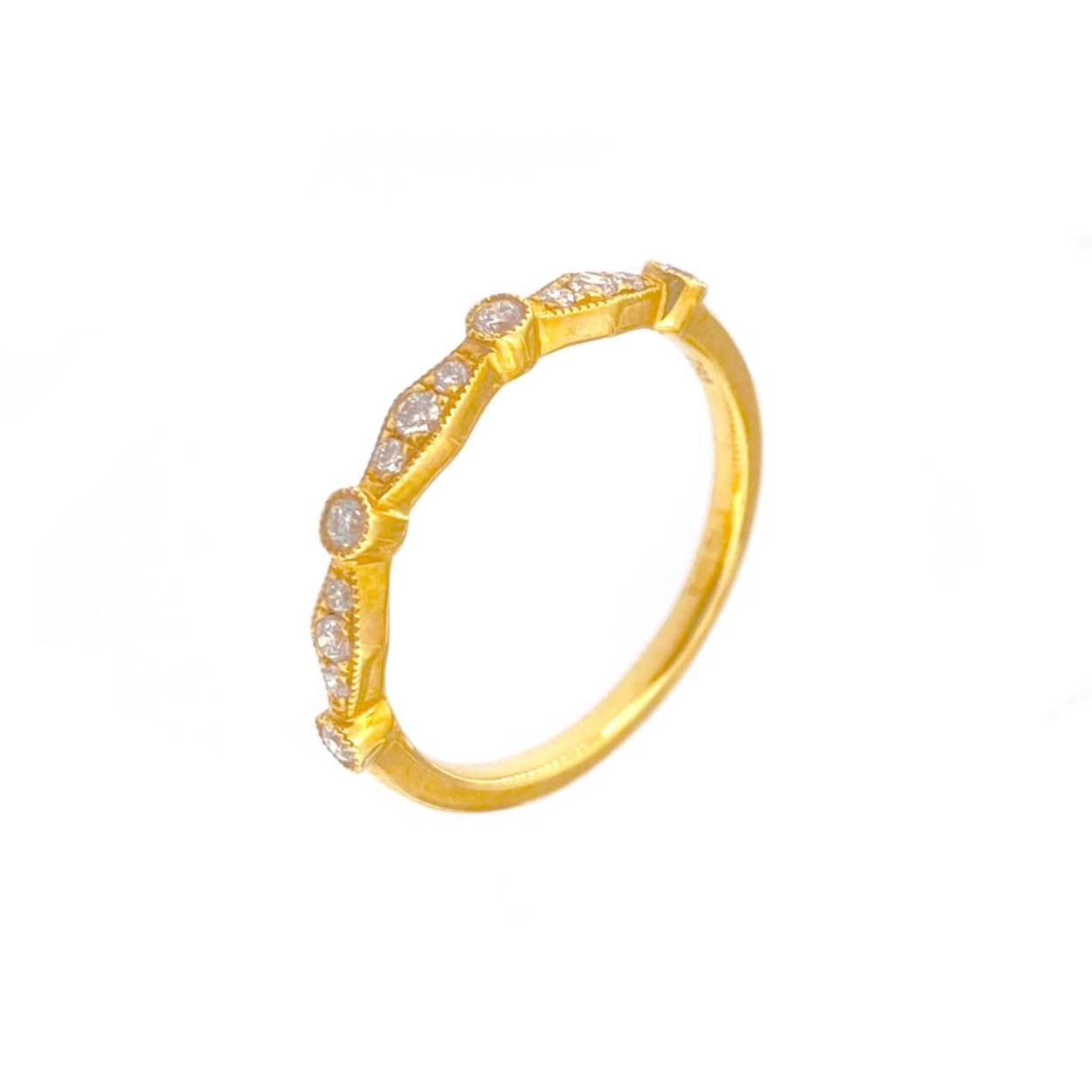 geel gouden ring + pavé briljant