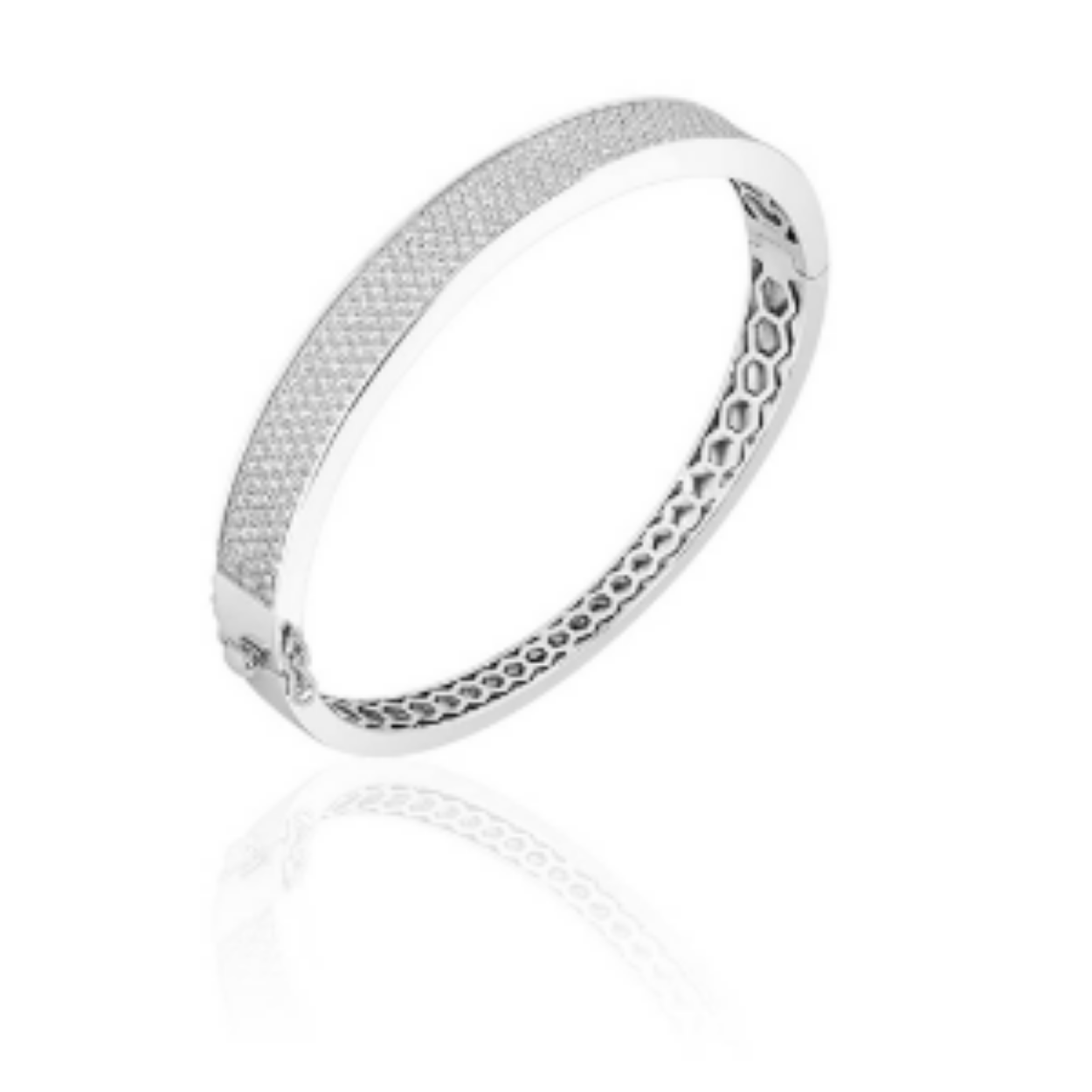 Zilveren bangle vlak met zirkonia