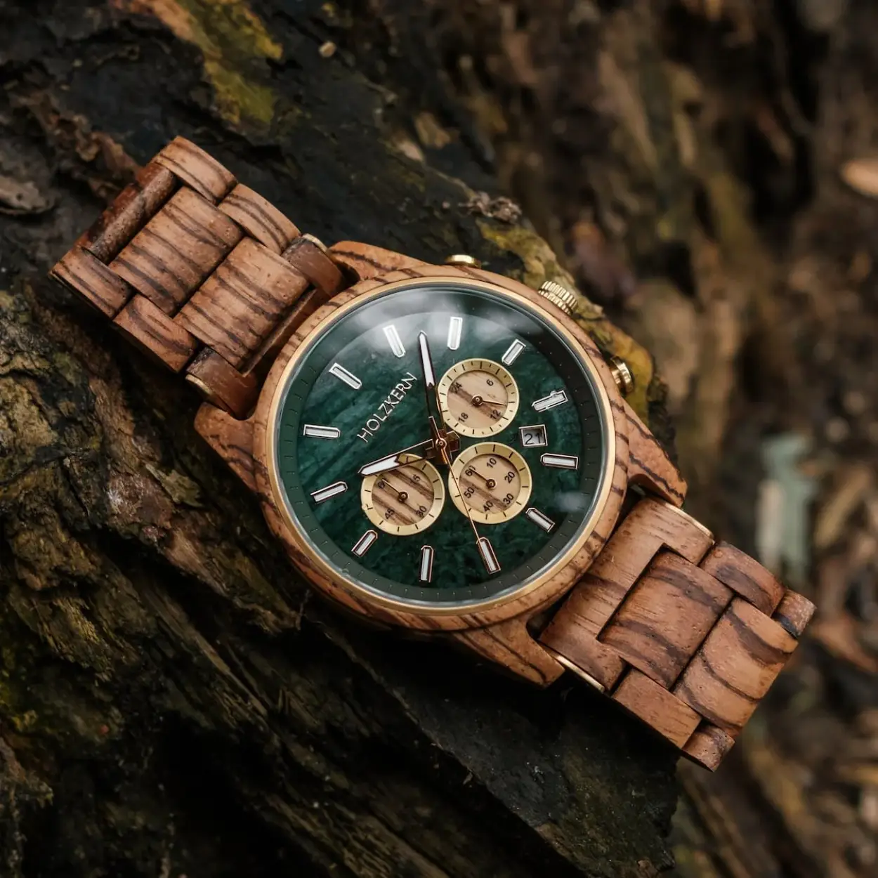 Holzkern Heren Horloge Canopy (Zebrano/Marmer)