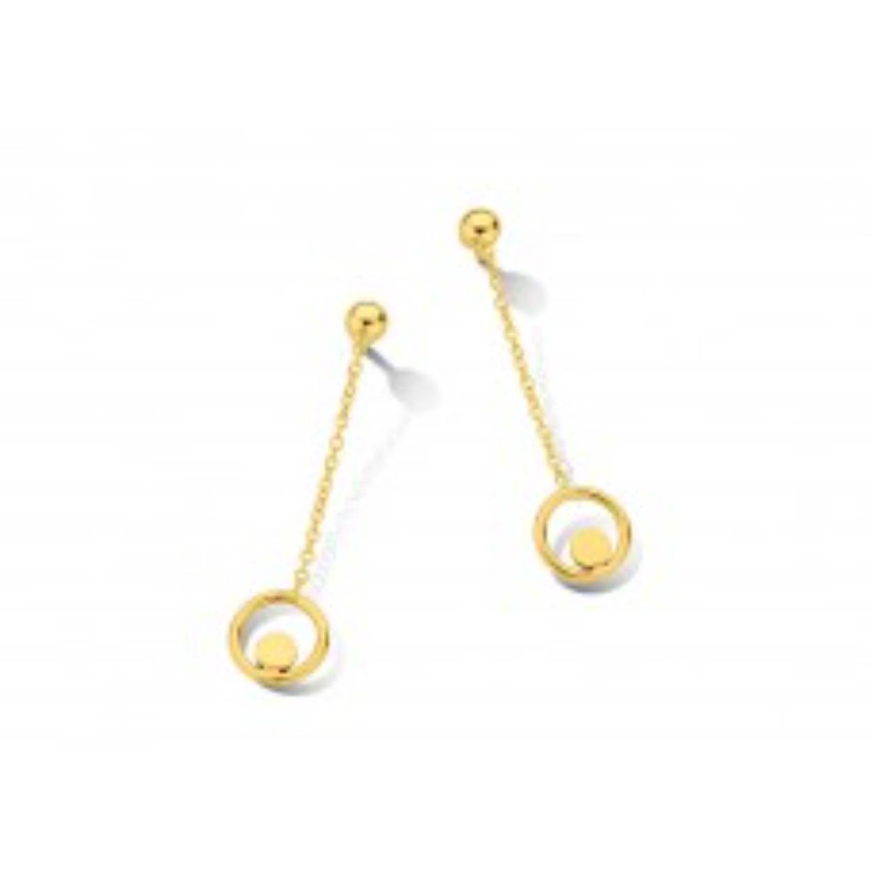 18 kt gouden oorhangers
Bijhorende collier en armband ook verkrijgbaar
De prijs kan variëren naargelang de goudprijs