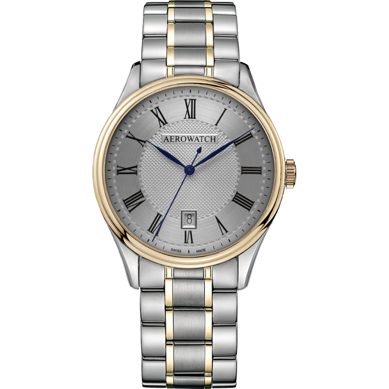 De Aerowatch Les Grandes Classiques is een horloge met een klassiek design dat de pols van stijlbewuste trendsetters siert en de tijd vakkundig combineert met precisie en betrouwbaarheid. Dit herenhorloge is gemaakt van roestvrij staal en heeft een diameter van 40 mm. De klassieke sunburst-wijzerplaat biedt een datumweergave op 6 uur. Dankzij de symmetrische en heldere vormgeving van de wijzerplaat leidt niets af van de tijd. Een krasbestendig en antireflecterend saffierglas beschermt het horloge tegen krassen en verwondingen. De hoogwaardige armband past zich perfect aan uw pols aan en zorgt voor een hoog draagcomfort en een veilige grip. De heldere vormgeving en elegante stijl van de Les Grandes Classiques maken dit horloge begeerlijk.