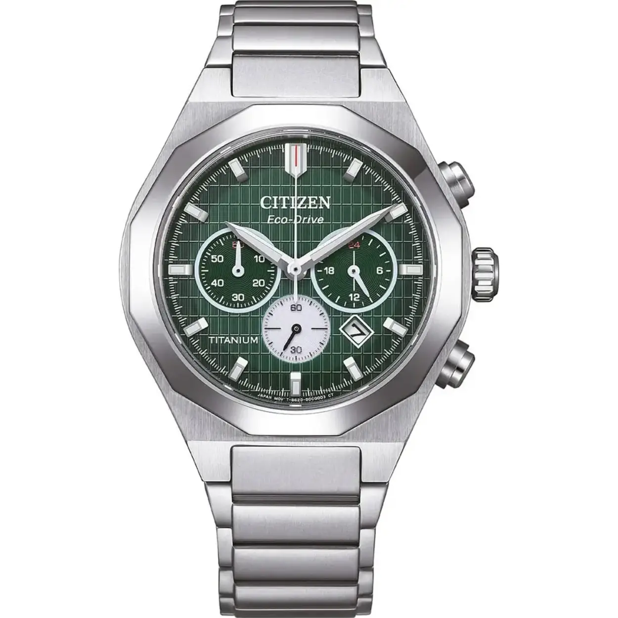 Titanium quartz chronograaf op zonne-energie
