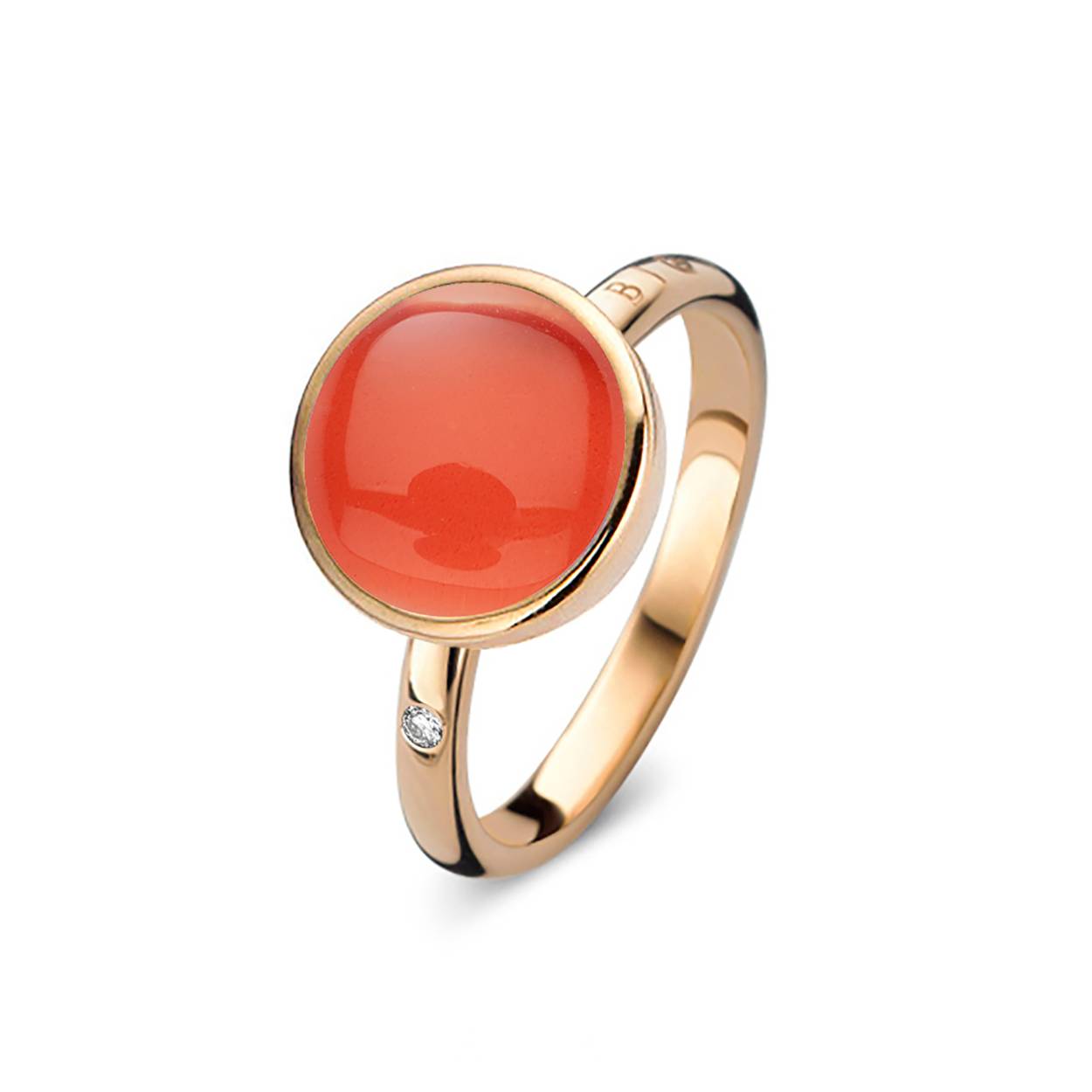 18 karaat rosé gouden ring met bergkristal en koraal.

BIGLI-juwelen zijn met zorg gemaakt in 18 kt goud, zorgvuldig geselecteerde edelstenen en hoogwaardige diamanten (Clarity VS1-VS2 TW).
Edelstenen zijn verkrijgbaar in meer dan 40 kleuren.