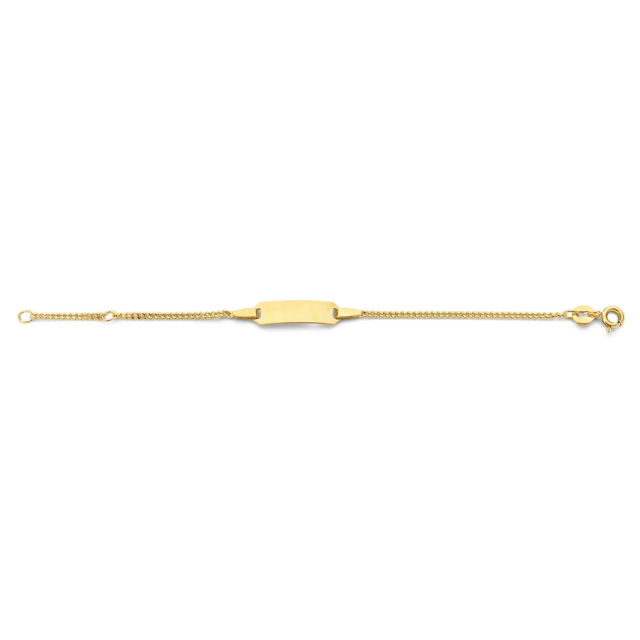 Fjory kinder graveerarmband geelgoud 11-13cm.
De geelgouden sieraden van Fjory hebben een zilveren binnenkern.
