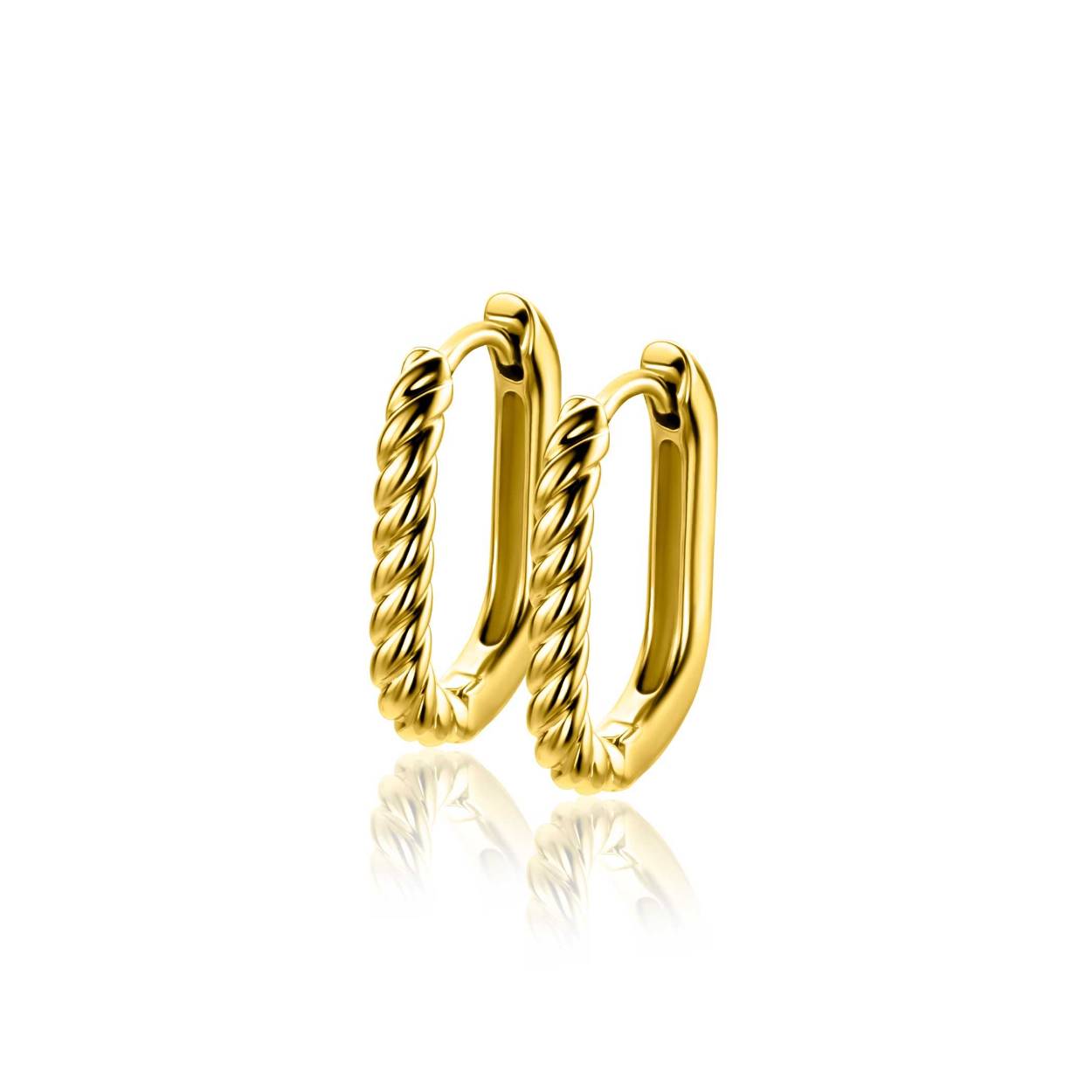 ZINZI gold plated zilveren oorringen (17x2mm) in ovale vorm met een gedraaide buis (zoals een wokkel). Met luxe en gemakkelijke klapsluiting. Vervaardigd van eerste gehalte zilver (925) en extra geel verguld.