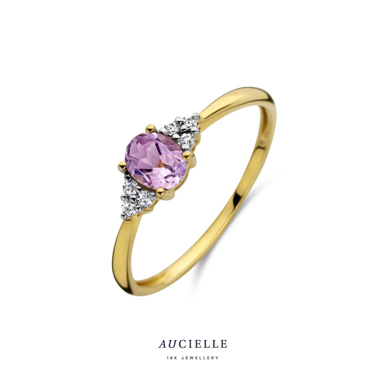 AuCielle Ring Goud 18k Amethyst