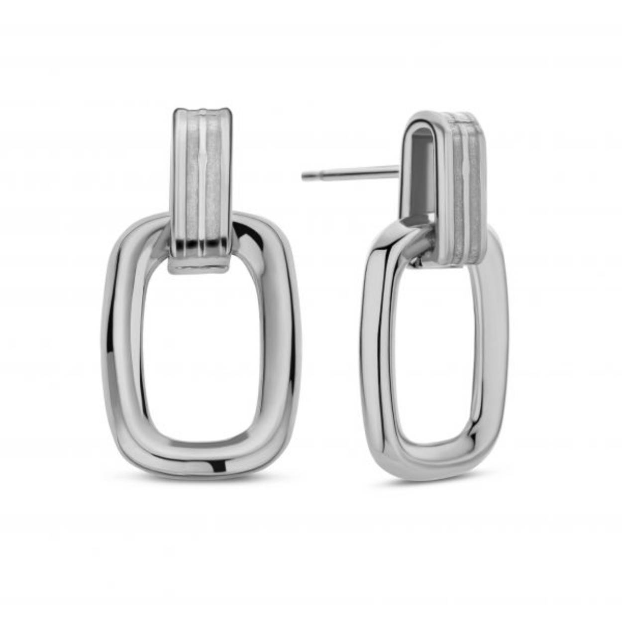 Stalen oorstekers schakeltje. 20x10mm rechthoek