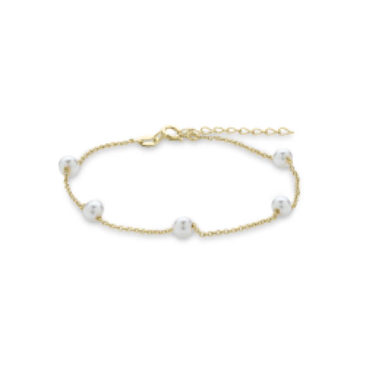 14 krt ggd armbandje met 5 pareltjes