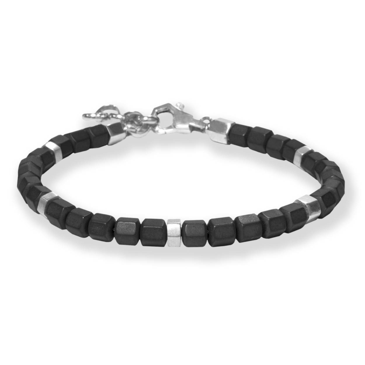 Borsari Gioielle, zilver met grijs hematiet heren armband