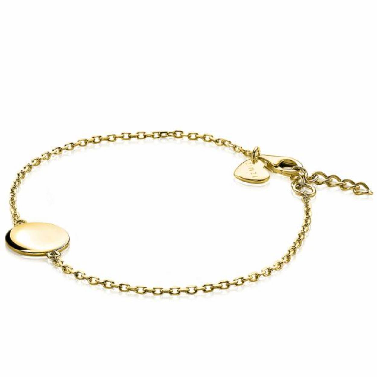 ZINZI gold plated zilveren armband met rond plaatje 15mm om te graveren 17-20cm ZIA2345G