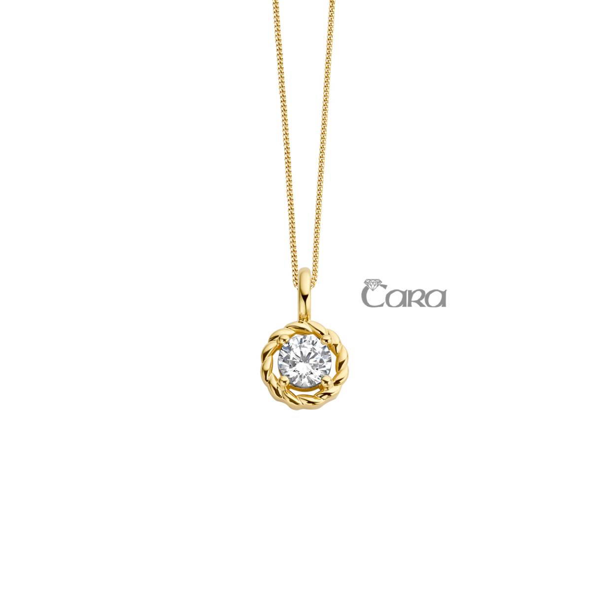 Cara hanger goud 18k gezet met zirconia - bijpassende ketting ook verkrijgbaar