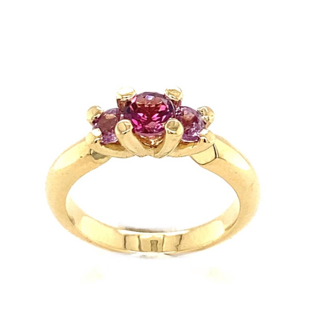 Evi ring met paars granaat en rose saffier