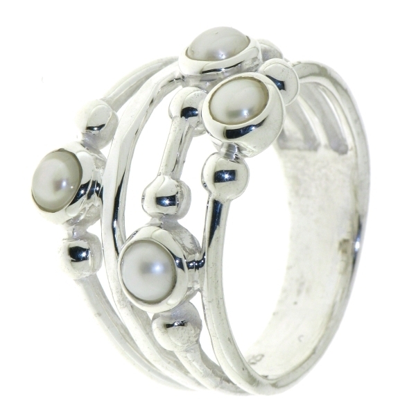 Zilveren ring Met Parels Maat 19