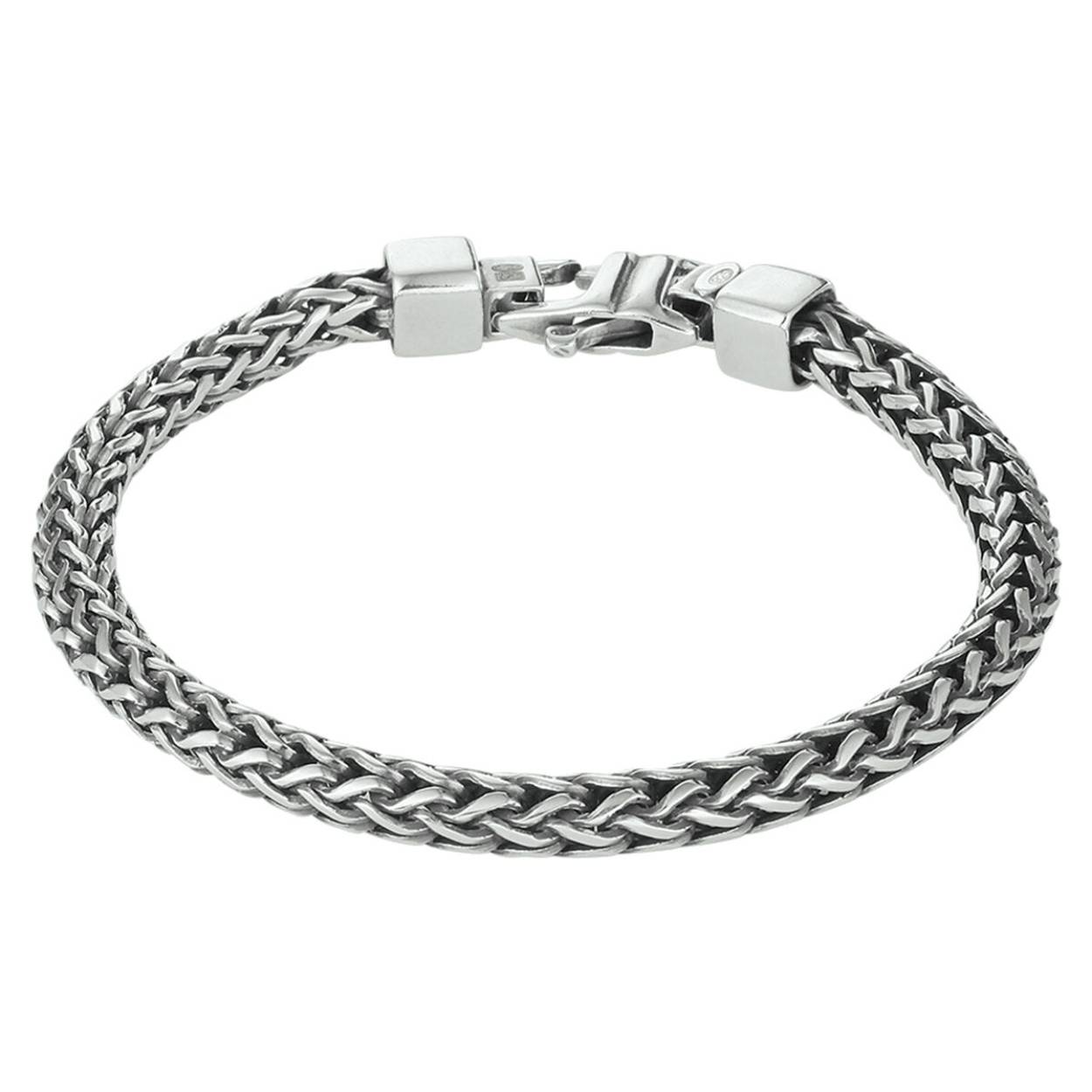 Geoxideerd zilveren armband met een draaglengte van 21cm en een schakelbreedte van 5mm. De armband is uitgevoerd met een stevige karabijn sluiting.