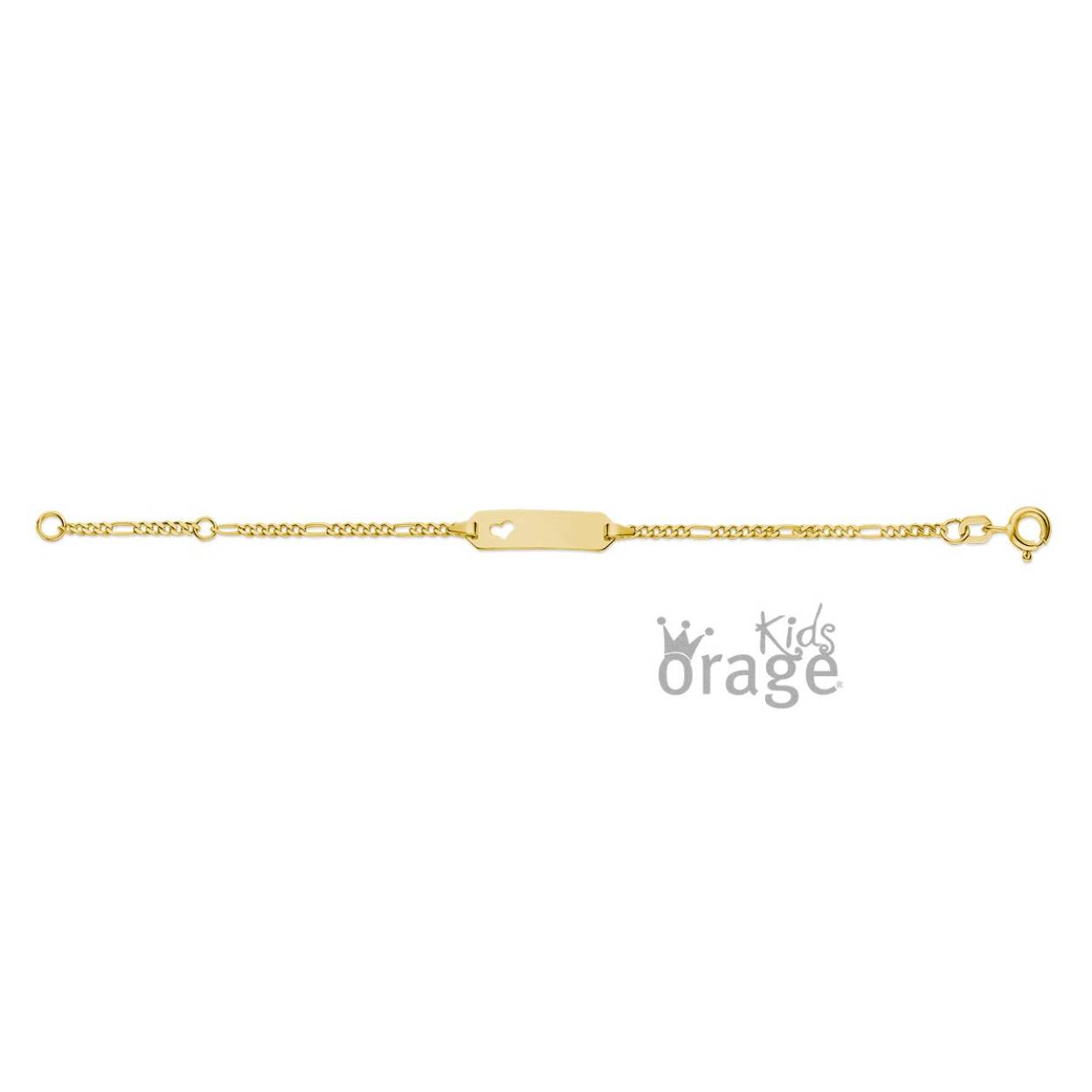 9 kt gouden baby naamplaat met open hartje
Lenge: 14 cm
De naamplaat kan zowel vooraan als achteraan gegraveerd worden (korte naam!)