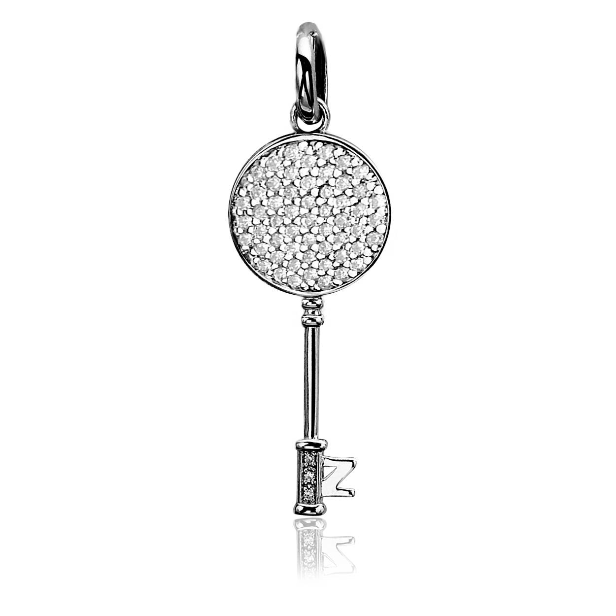 Zilveren Zinzi hanger sleutel met zirkonia's