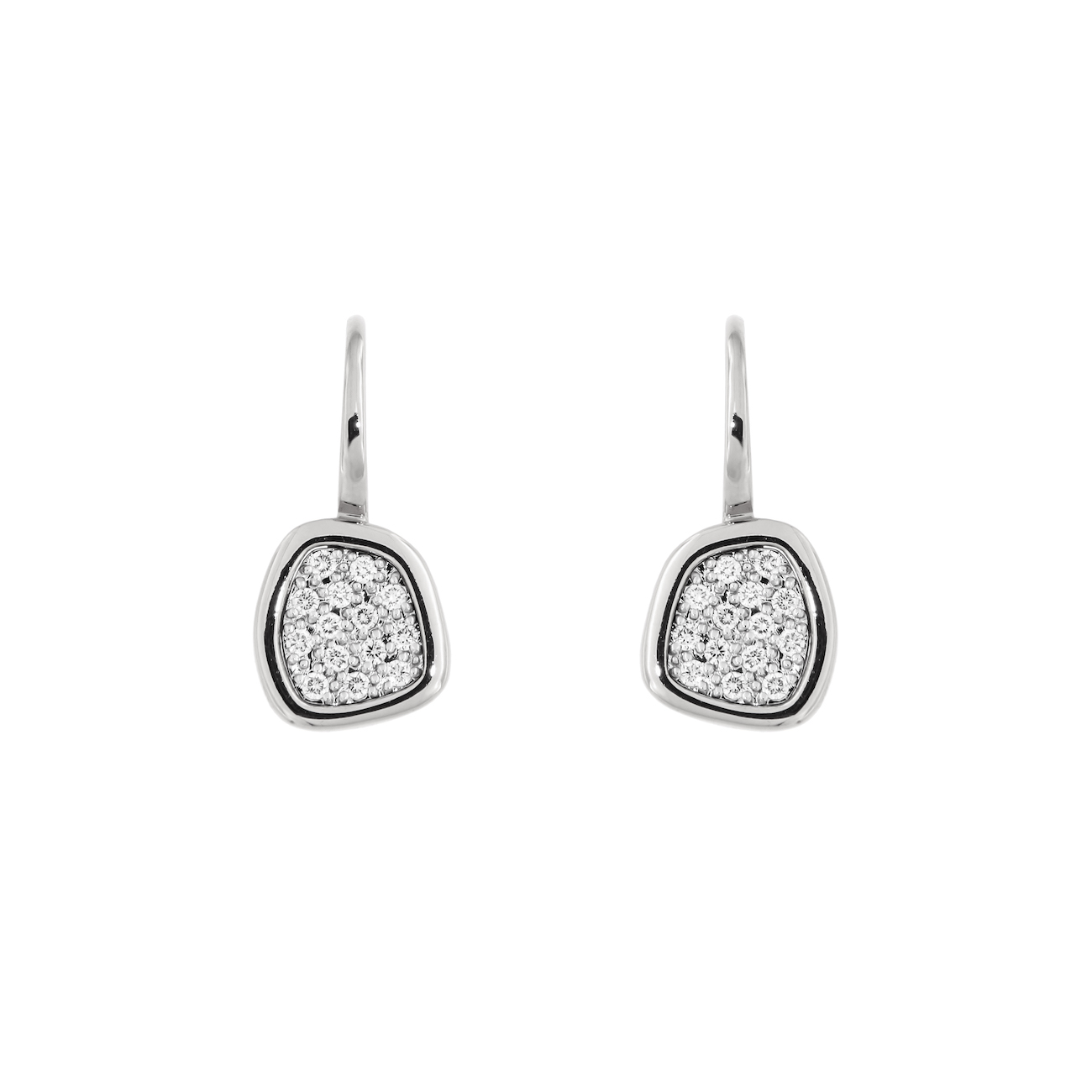 BOUCLES D&rsquo;OREILLES EN OR BLANC 18K, DIAMANTS 0,32GVS2