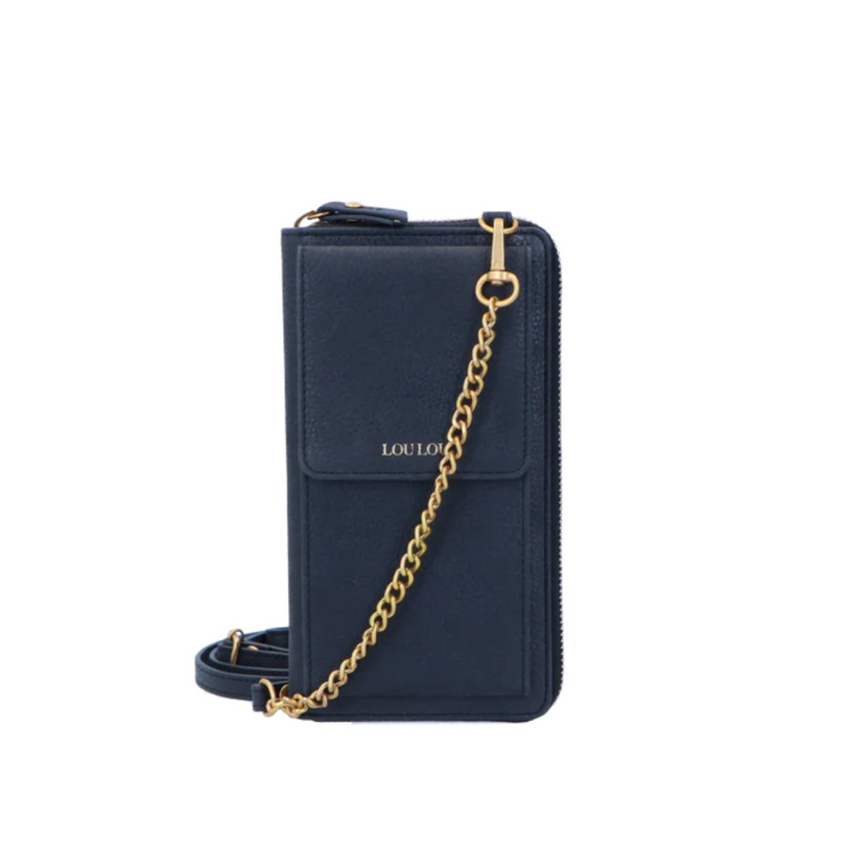 De 03MOBILEBAG is een slimme RFID beschermde crossbody mobile bag met alles wat een ruime portemonnee te bieden heeft. Met ruimte voor 12 passen, briefgeld, bonnen, fotootjes en je smartphone is deze wallet heel compleet. De ritsen gaan helemaal open, waardoor je overal goed bij kan. Met het minimale de deur uit, en toch het meest belangrijke bij de hand. De lange verstelbare band heeft een droplengte van 73 cm.

Details van de 03MOBILEBAG147DG.001
RFID-bescherming 
Hoofdvak met ritssluiting
Steek vak op de voorzijde voor je smartphone voor je smartphone
Extra rits vak voor muntgeld op de achterkant
12 creditcard vakjes
Extra ritsvak voor muntgeld aan de binnenkant
Extra steekvak voor briefgeld
Twee steekvakjes met doorzichtig Micra (voor foto’s)
Inclusief LouLou Bedeltjes
Signature gestreepte LouLou voering
Inclusief spiegeltje
Afmeting 200 x 10 x 17 cm
250 gram