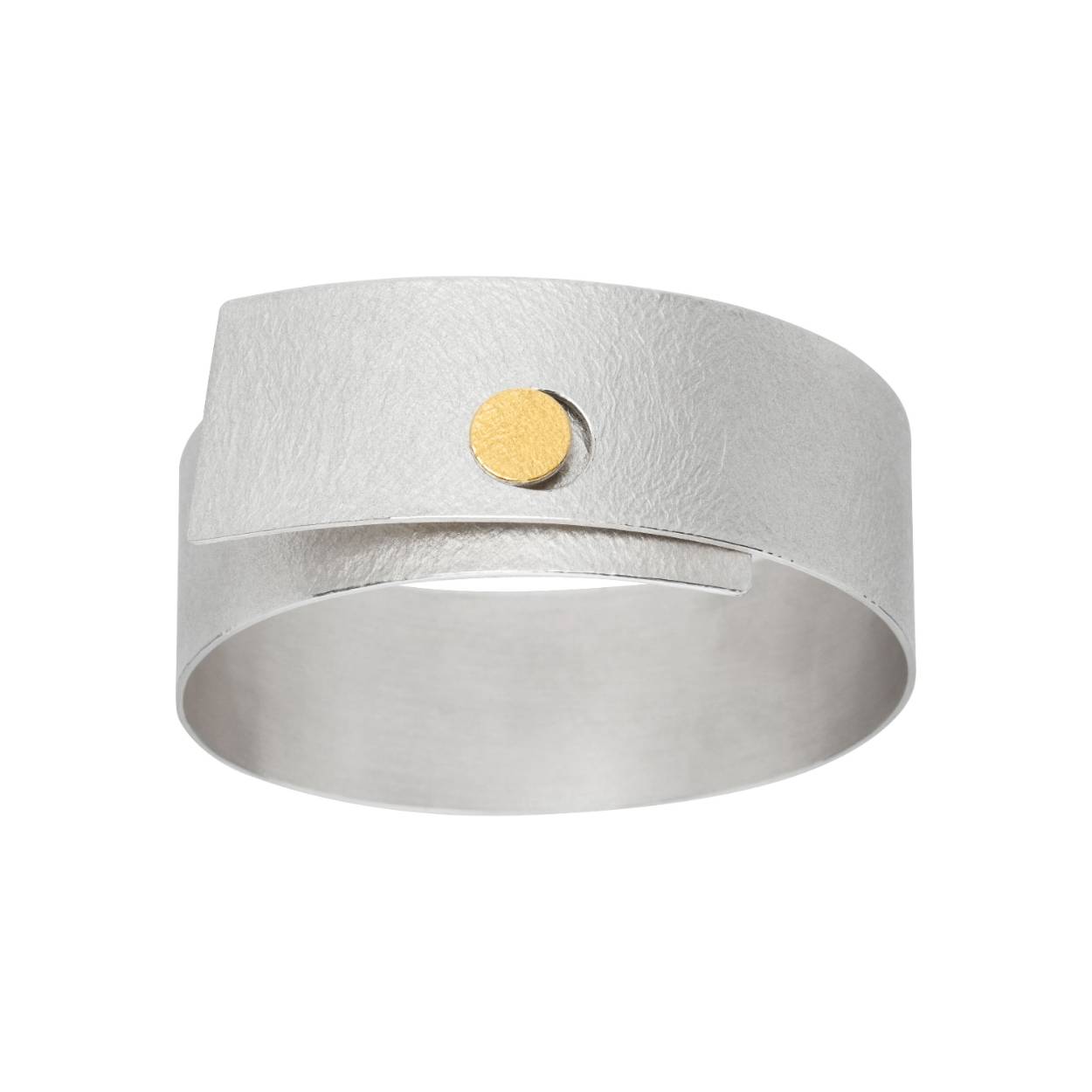 AR71 Manu armband mat wit zilver met 18 kt. gouden opleg sluiting