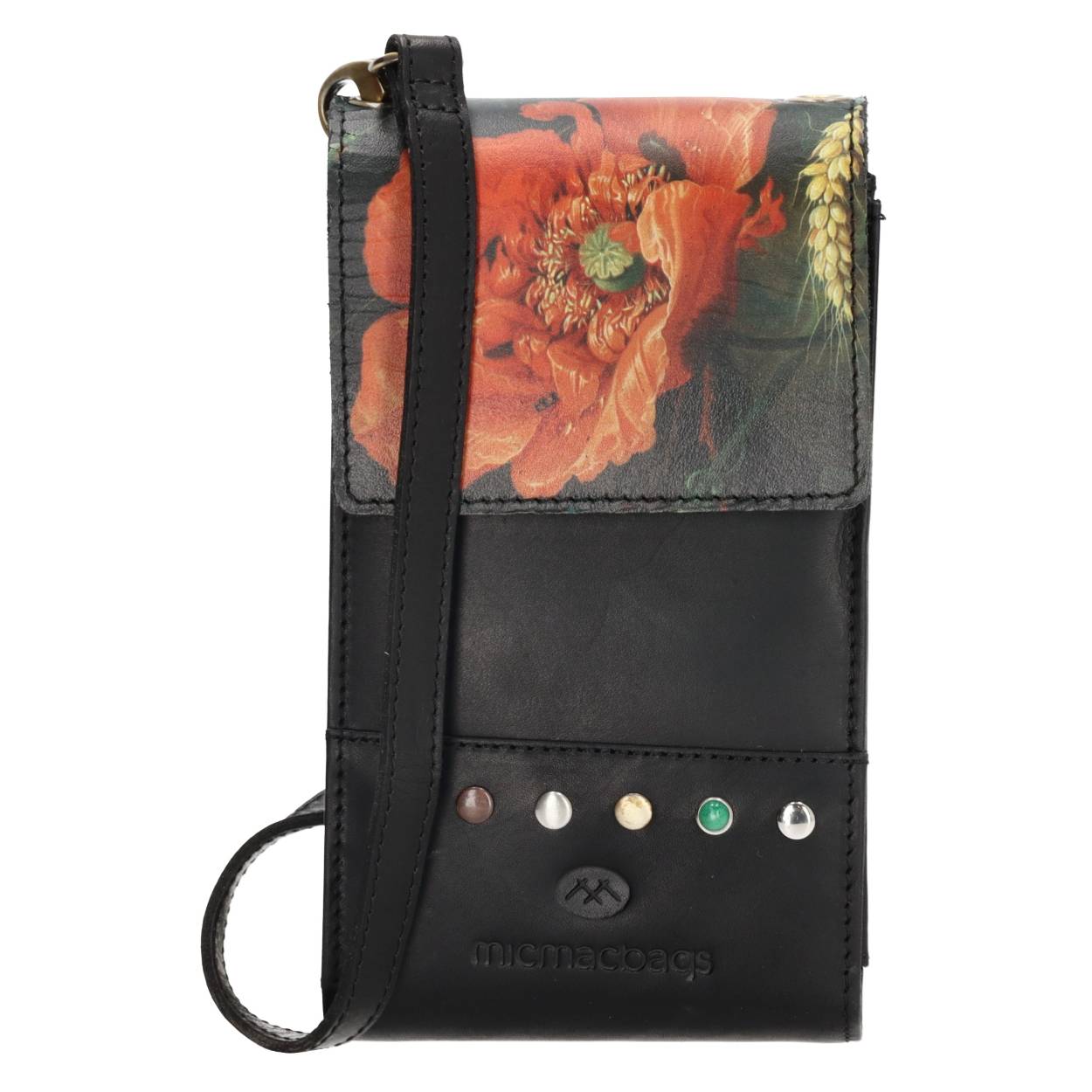 Oelala, kijk dit leuke telefoontasje uit de Masterpiece collectie van Micmacbags eens! Ideaal voor als je even de deur uit moet, want al je belangrijkste essentials zoals je telefoon, sleutels en pasjes passen er in. Het hoofdvak is door een tussenschot verdeeld in twee delen, en in het achterste deel is ruimte voor drie creditcards. Het telefoontasje sluit door middel van een overslag met magneetsluiting, je spullen zijn dus veilig. Is deze leukerd binnenkort van jou? 

De Masterpiece collectie van Micmacbags is geïnspireerd op het kunstwerk 'Bloemen en een horloge van de stillevenschilder Abraham Mignon. Met de Masterpiece collectie wordt een stukje kunst aan jou doorgegeven! De tassen en portemonnees zijn gemaakt van onze cow pull up, een sterke leersoort die alleen maar mooier wordt door het te gebruiken.

De eigenschappen van dit telefoontasje zijn: 

Hoofdvak met magneetsluiting
3 creditcardvakken 
Afneembare en verstelbare schouderband 