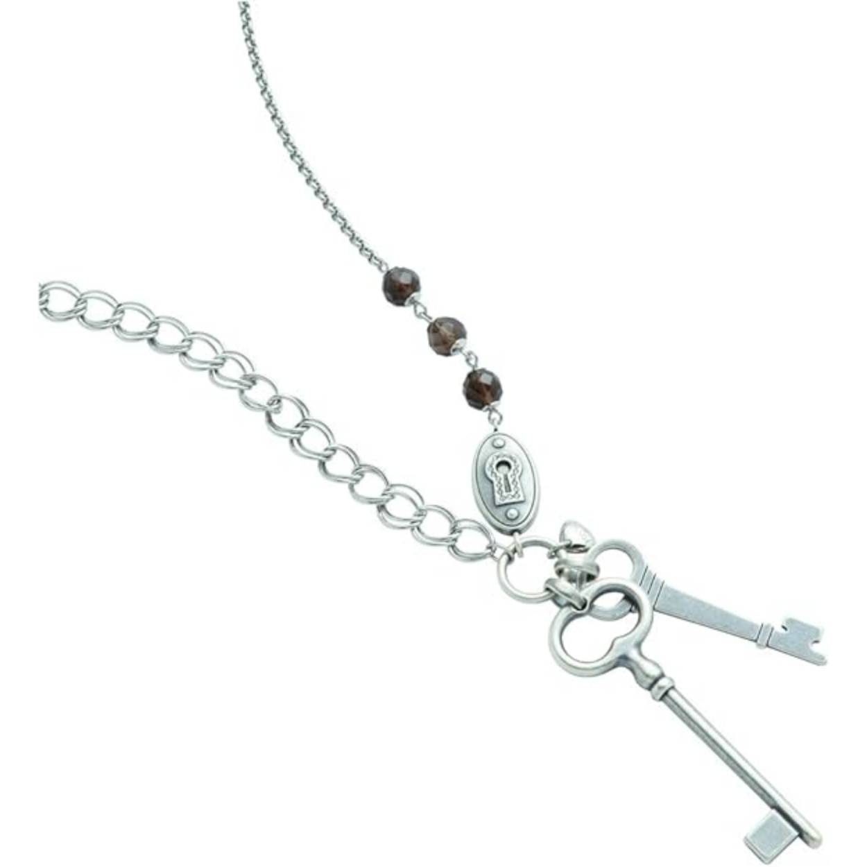 Fossil damesketting sleutel rookkwarts glazen stenen 80 cm JF86672040
