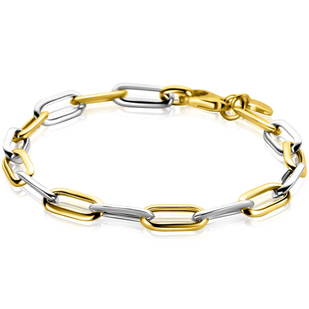bicolor zilveren armband paperclip