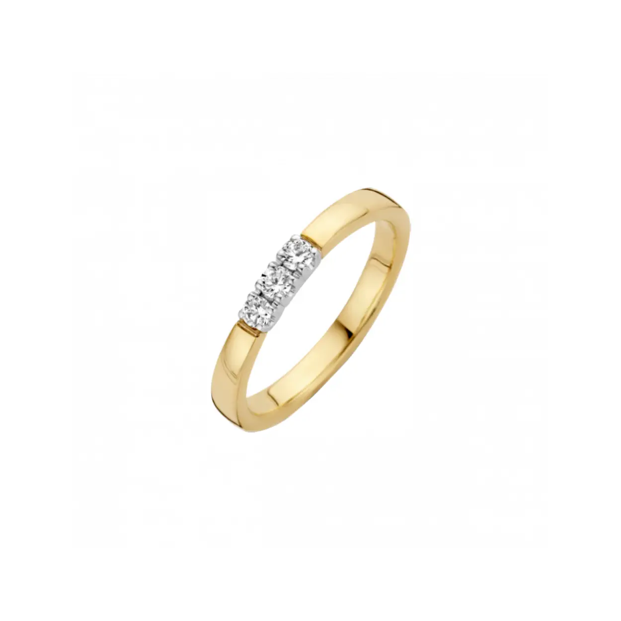 3 prachtige briljant geslepen diamanten in de MEMOIRE ring. Draagbaar elegant en schitterend, door de lage zetting bijna onverwoestbaar, heel mooi alleen te dragen of in combinatie met aanschuifringen. Je kunt je memoire ring completeren door er een set van te maken met hanger, half-oorring, oorring en zelfs een armband.