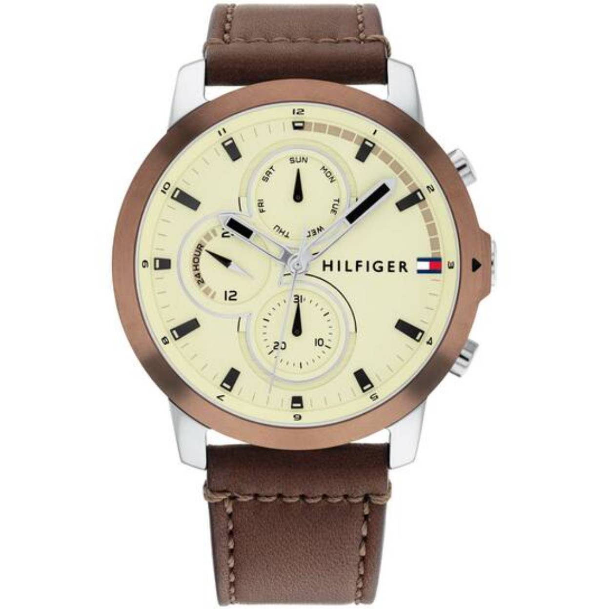 Heren Horloge van Tommy Hilfiger met bruine lederen band