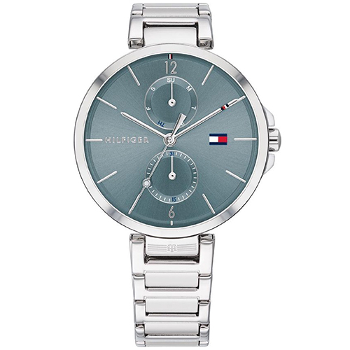 Dit klassieke dames horloge is van Tommy Hilfiger. Het horloge is voorzien van een stalen band en een ‘sunray’ wijzerplaat. Het horloge is een multifunctie en de diameter van de horlogekast is 36 mm.