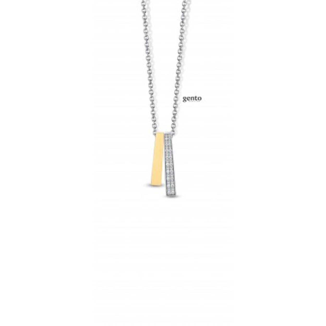 Bicolor ketting met hanger en zirc