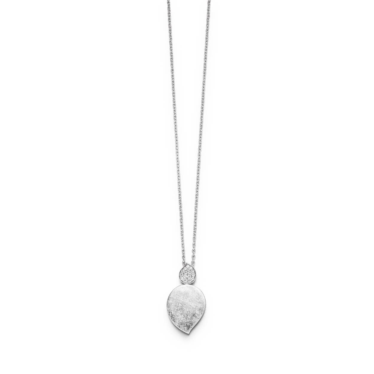 Prachtige gerhodineerde zilveren collier met mat glanzende zilveren hanger van het merk Viventy.