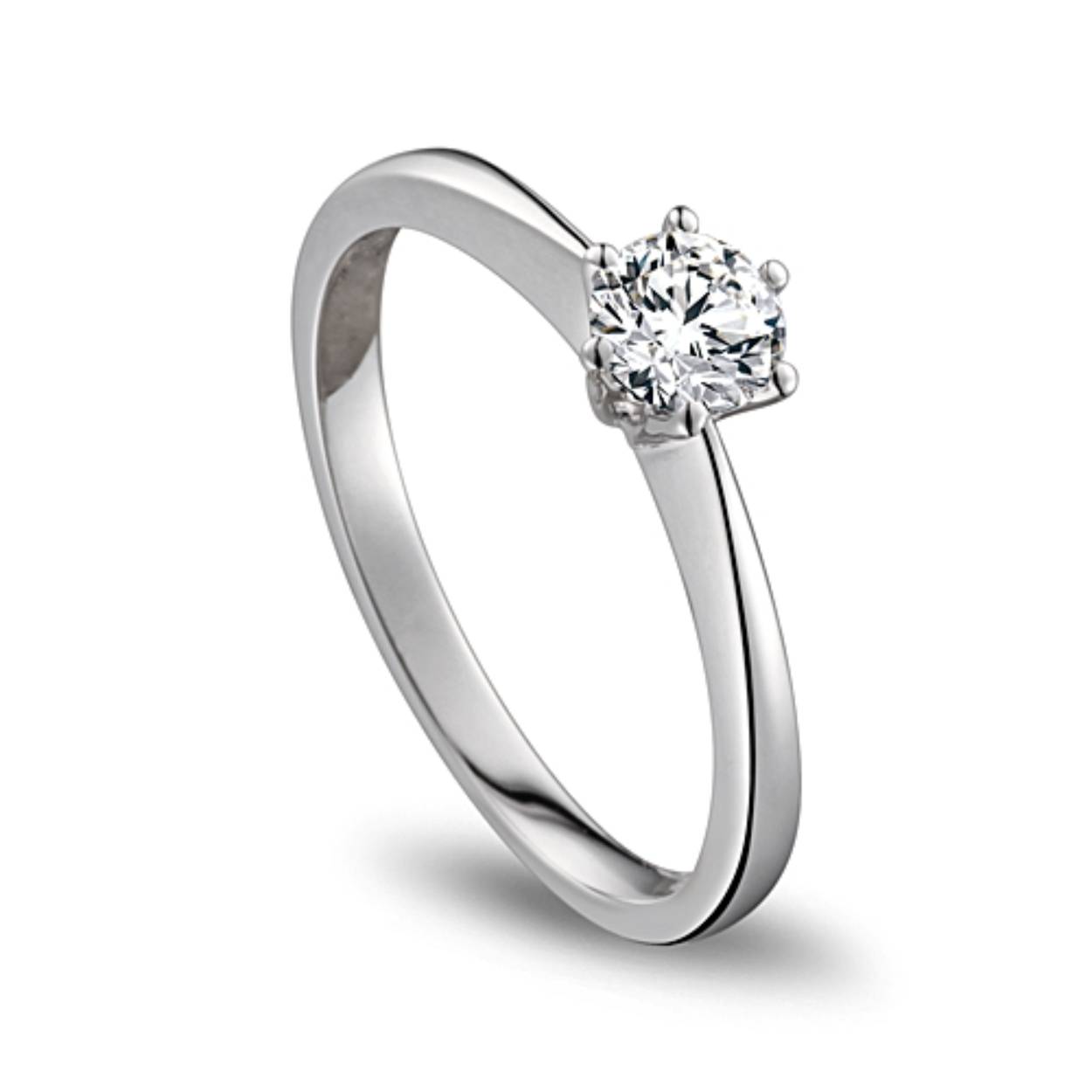 14k witgouden solitaire ring met een 6 poots zetting