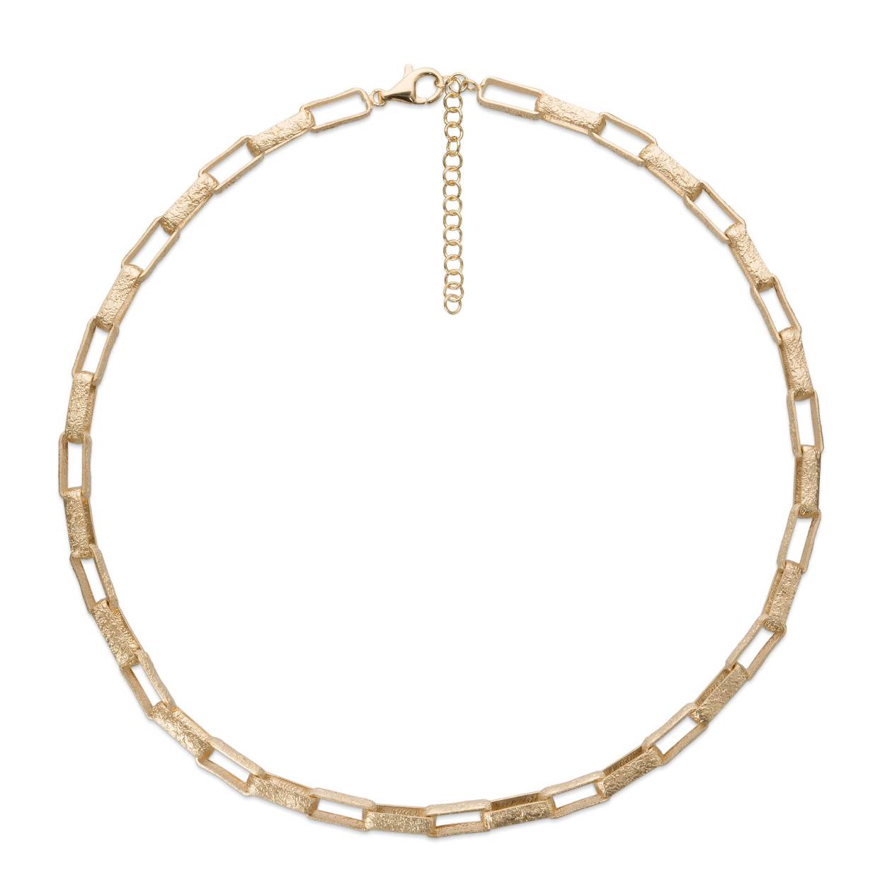 Zilveren schakelketting op 50 cm lengte geelgoud verguld