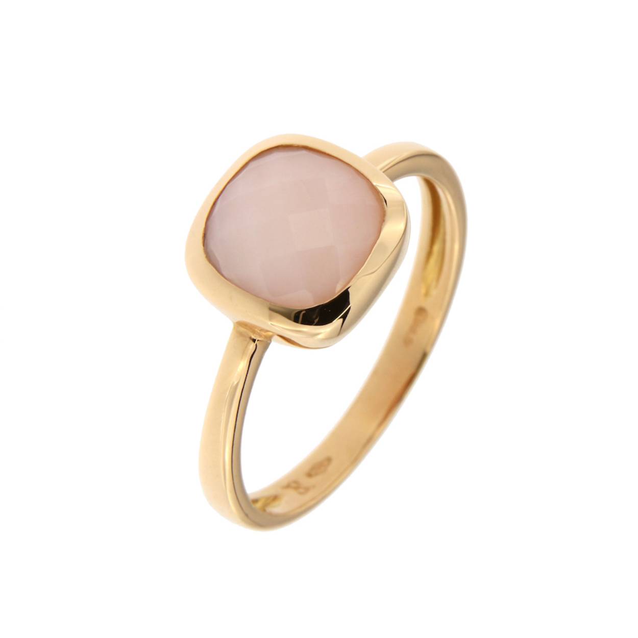 BAGUE OR ROSE 18K PIERRE DE LUNE ORANGE 