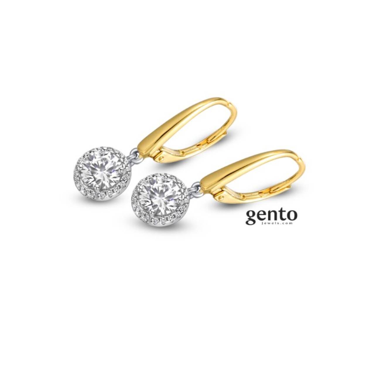 Oorbellen zilver/gold gento jewels zirc