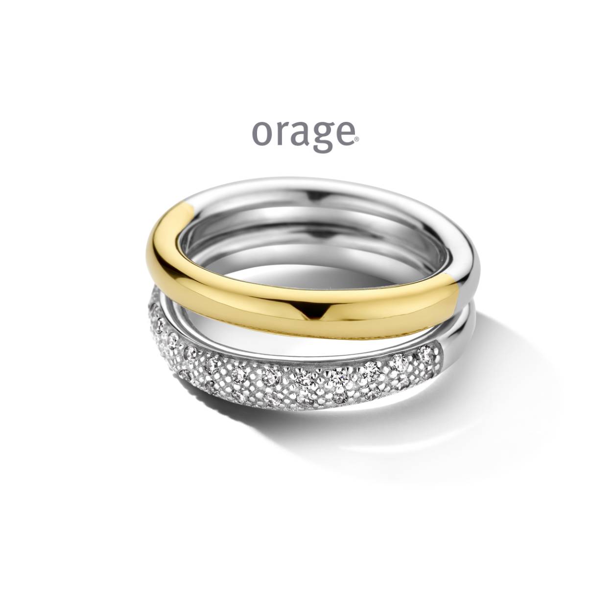 Ring in zilver bicolor met zirconia