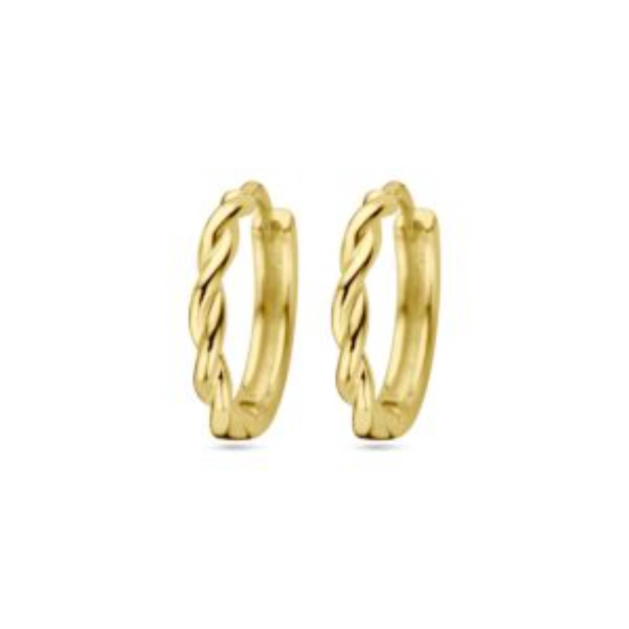 Geelgoud op 925 zilveren klapoorringen met een afmeting van 13x2.0mm. Geen garantie op de plating.