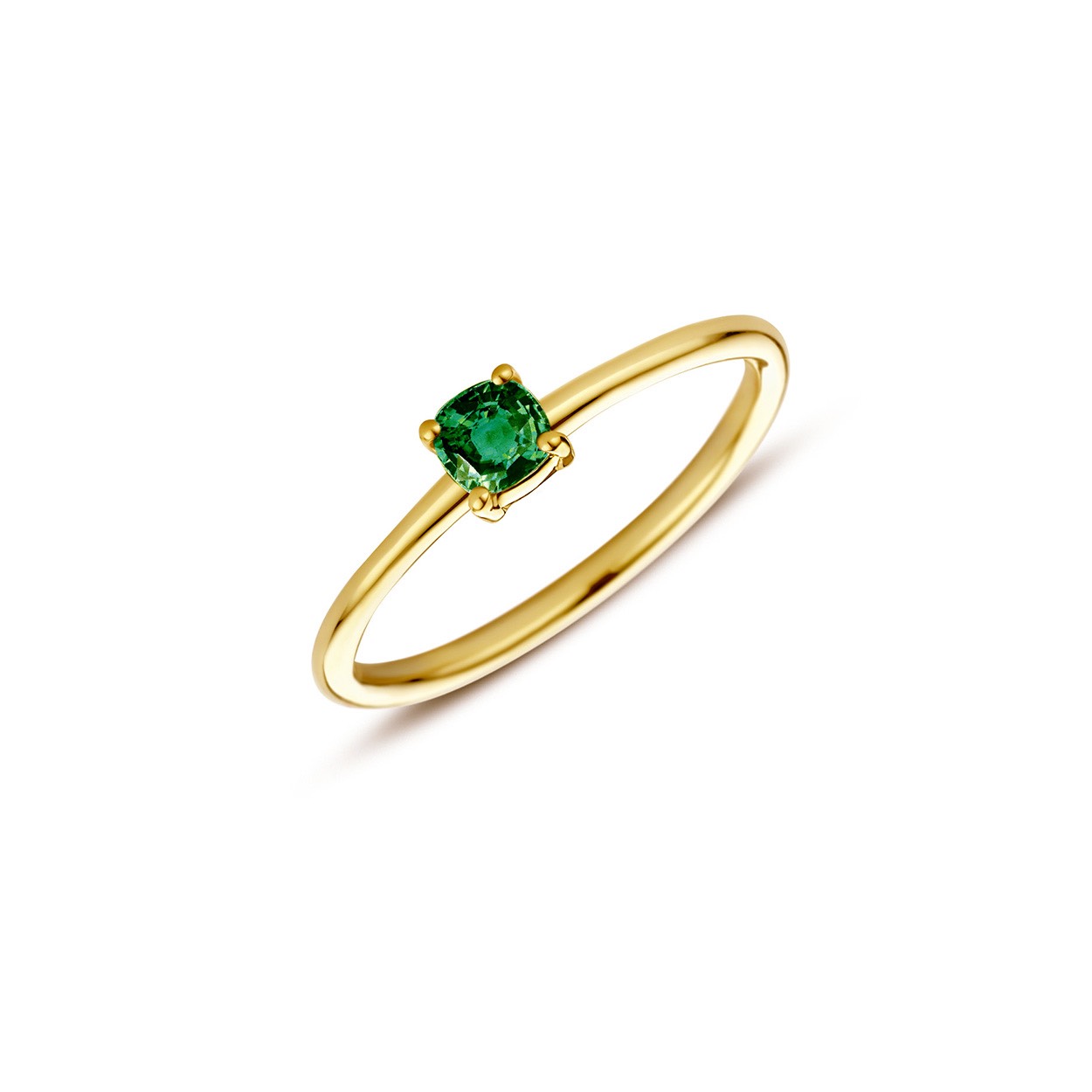 ring brilliantly 4x4 cushion groene tourmaline