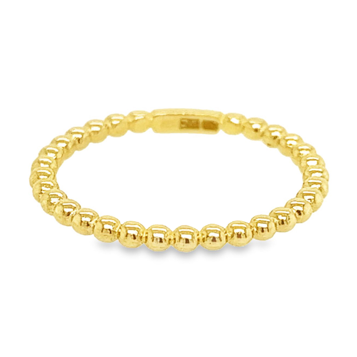 Deze 14-karaats geel gouden ring is ontzettend leuk! De ring is gevormd tot een bolletjes ring. Deze ring is perfect om te combineren met andere ringen.