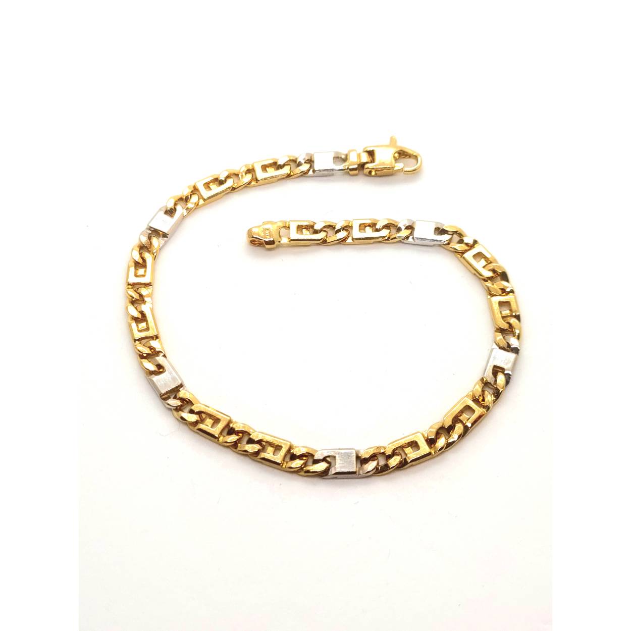 Gouden massieve armband bi-co fantasieschakel 21cm