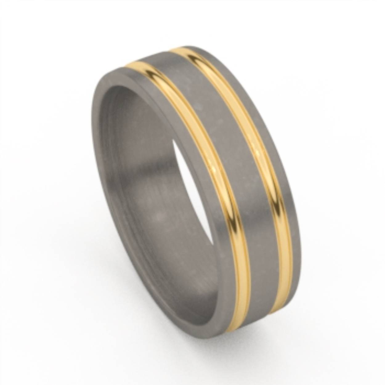 AuroDesign Titanium ring met 18krt. 2xgeelgdoud band.
Referentienummer: 488-G/70