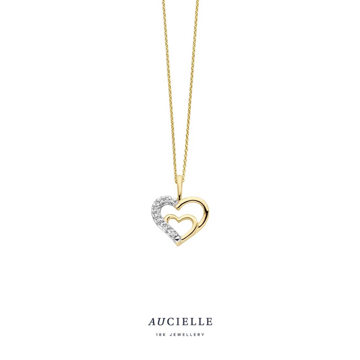 Aucielle hanger hart goud 18k, diamant 0.01ct