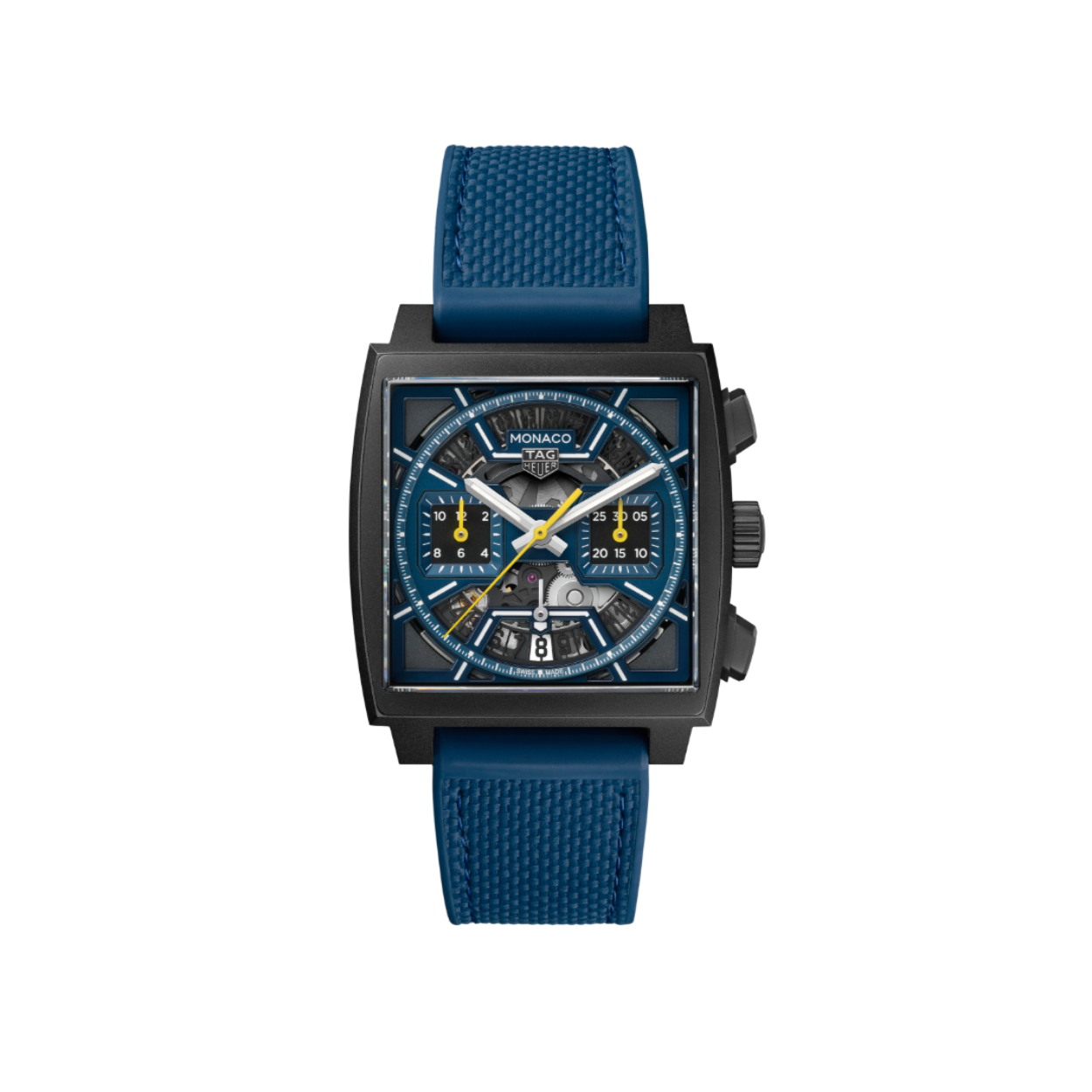 Dit TAG Heuer horloge behoort tot de Monaco collectie.
Referentienummer: CBL2188.FT6261

Omarm de spanning van de race met deze donkerblauwe TAG Heuer Monaco. Dit uurwerk is een moderne herinterpretatie van een iconisch ontwerp en combineert een opvallend blauw-geel palet met een eigentijdse skeletwijzerplaat: een fel charismatisch icoon.

De TAG Heuer Monaco is voorzien van een manufacture TH-20 automatisch uurwerk met een gangreserven van 80uur. Het horloge heeft een lichtgewichtm aar ultrarobuuste 39mm zwart DLC gecoate titanium kast en een blauwe kalfsleer en rubberen band met reliëf. De TAG Heuer Monaco is getest op een waterdichtheid van 10 ATM / 100 meter. 

De TAG Heuer Monaco Chronograph CBL2188.FT6261 heeft een donkerblauw kleurenschema aangevuld met levendige gele accenten, die de essentie van Monaco vastleggen, het spirituele thuis van TAG Heuer, waar snelheid en traditie samenkomen in een eeuwig spektakel.

Uw TAG Heuer is 24 maanden na aankoop beschermd onder fabricagegarantie. Door het horloge te registreren op MyTAGHeuer kunt u deze garantieperiode met nog eens 3 extra jaar verlengen!