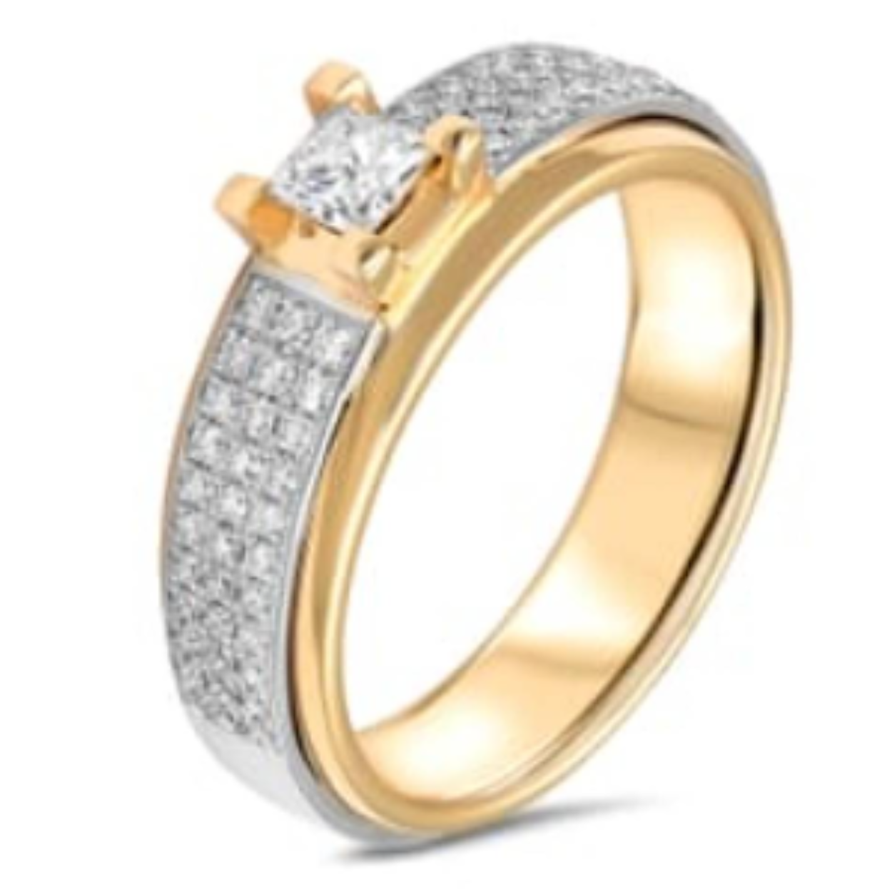 GPP0200 geelgouden damesring met 0.72ct diamant H/ Si kwaliteit gezet in witgoud. 
