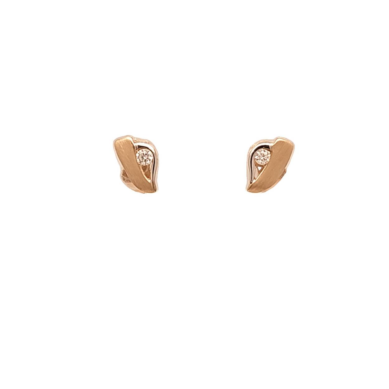 geelgouden en witgouden oorknop met zirconia