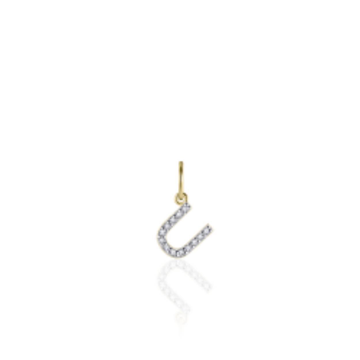 letter U | zilver goldplated | zirkonia's