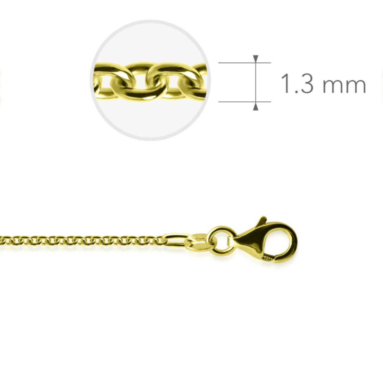 Zilveren geel verguld anker collier 45cm