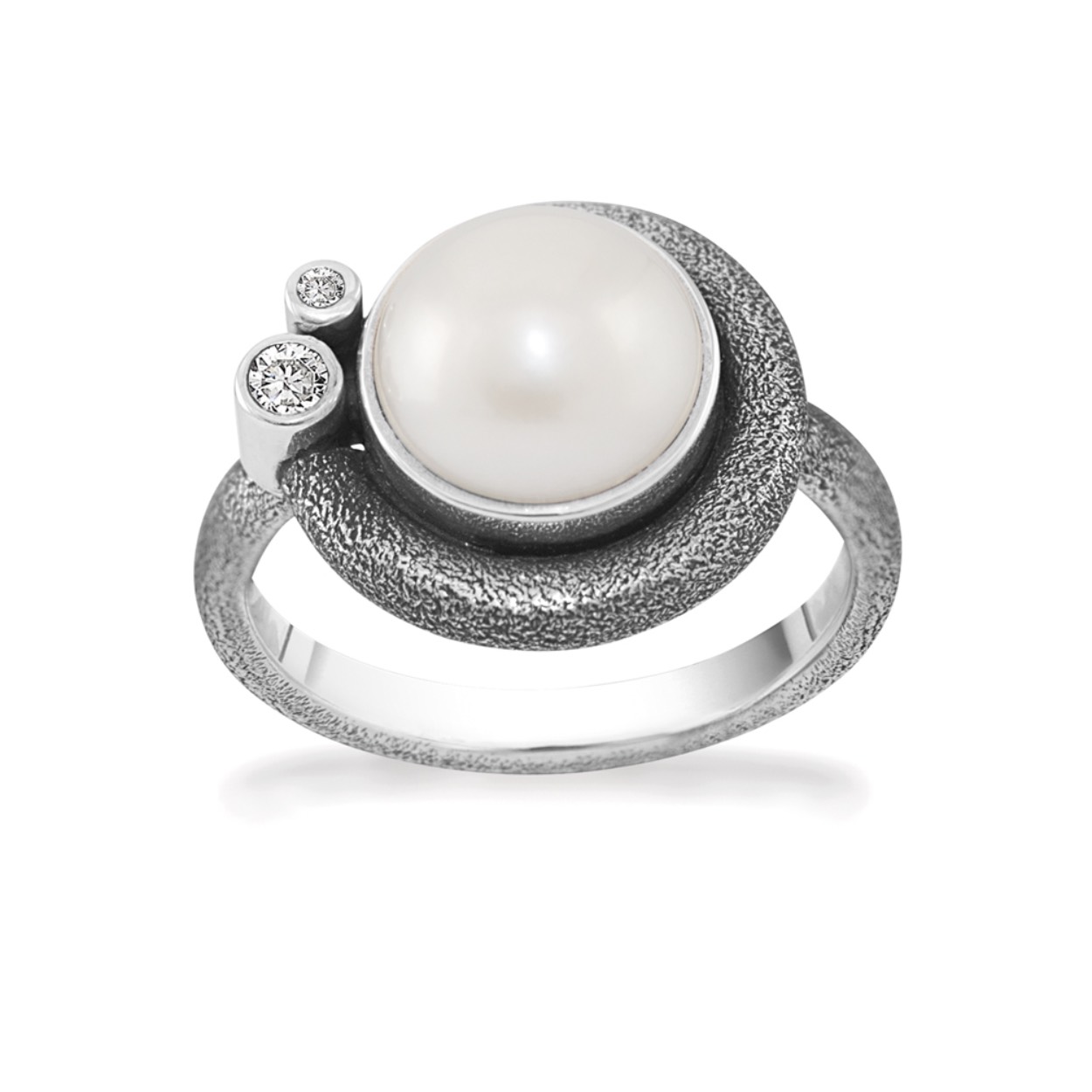 zilveren ring met parel
